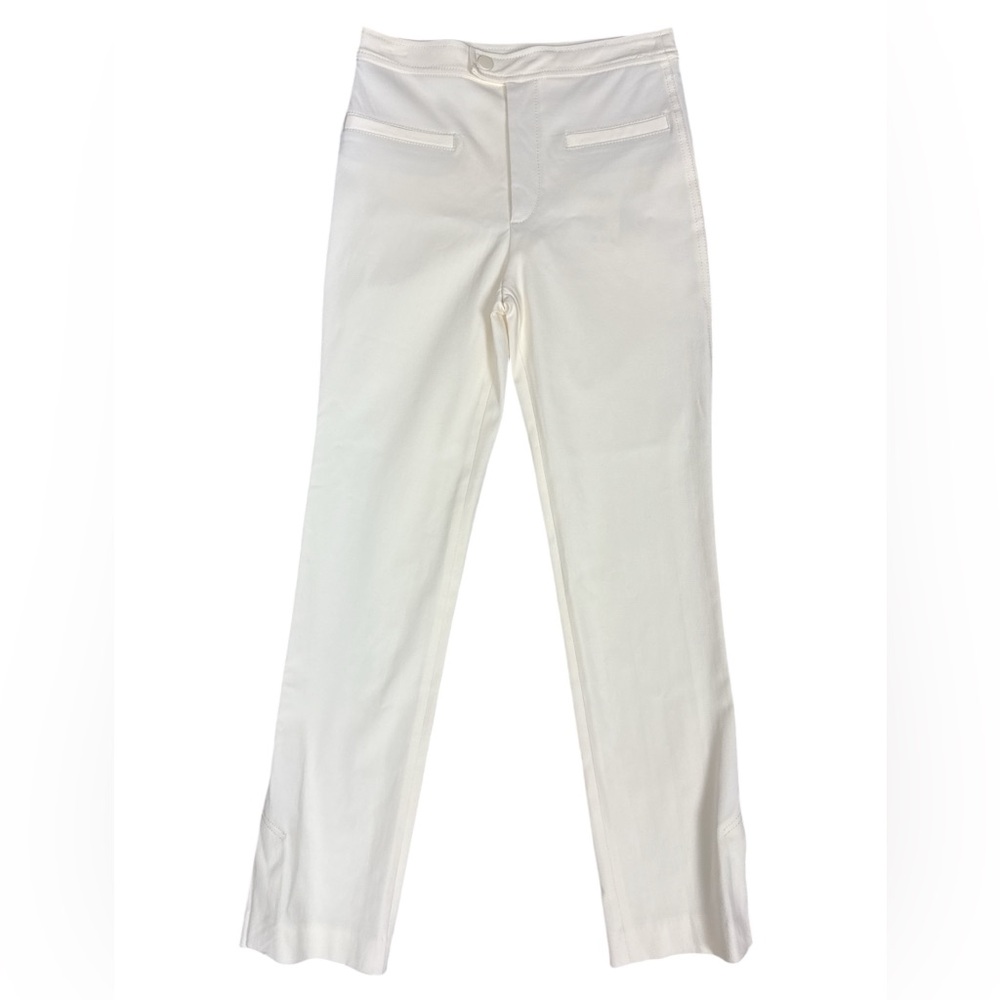 ZARA NWT White/Cream Slim Pants Womens XS Ankle Split Hem Flat Front 28” Inseam